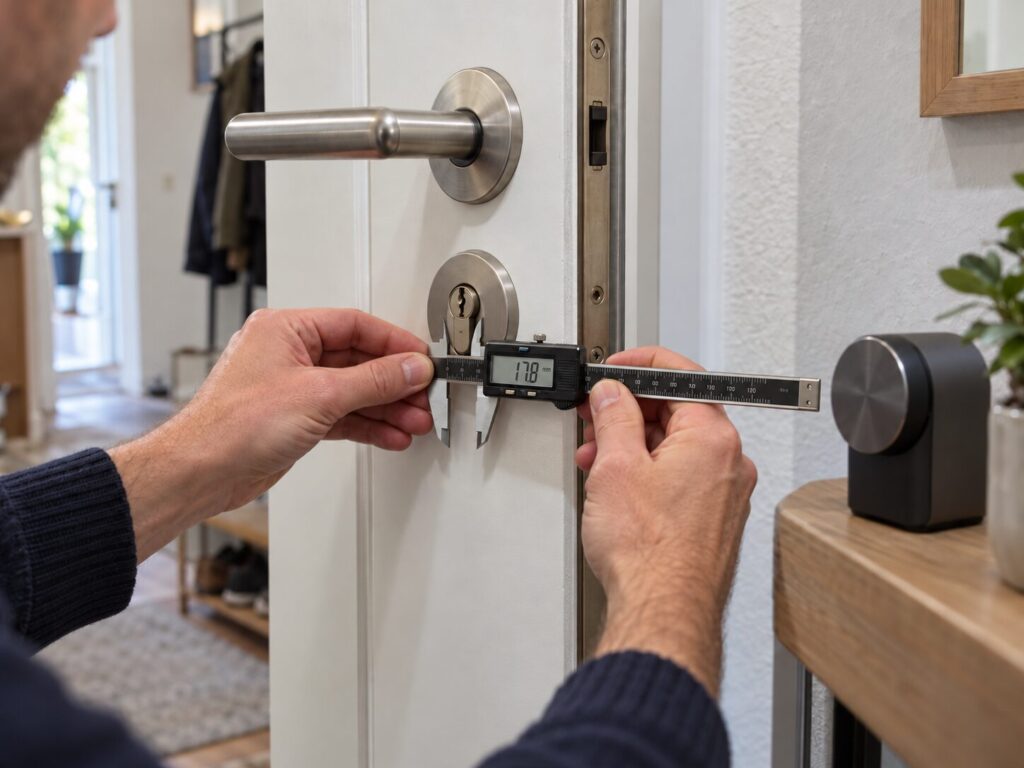 Smart Lock: Smartes Türschloss richtig auswählen und nachrüsten 2 Schließzylinder und Platz am Türbeschlag vor der Smart-Lock-Montage ausmessen