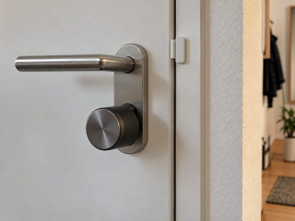 Smart Lock: Smartes Türschloss richtig auswählen und nachrüsten 6 Smart Lock mit Türsensor am Rahmen für Auto-Lock und Türzustand