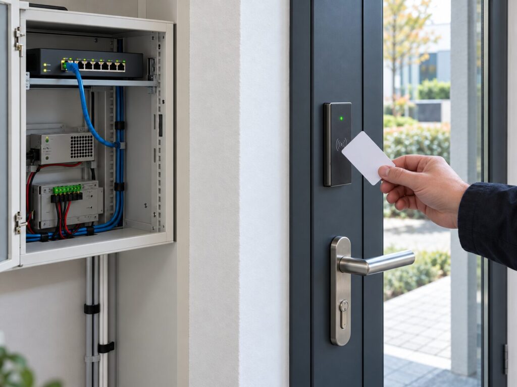 IP Zutrittskontrolle mit PoE und Ethernet-Verbindung