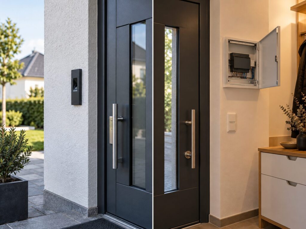 Zutrittskontrolle mit Außenleser und geschütztem Controller im Innenbereich