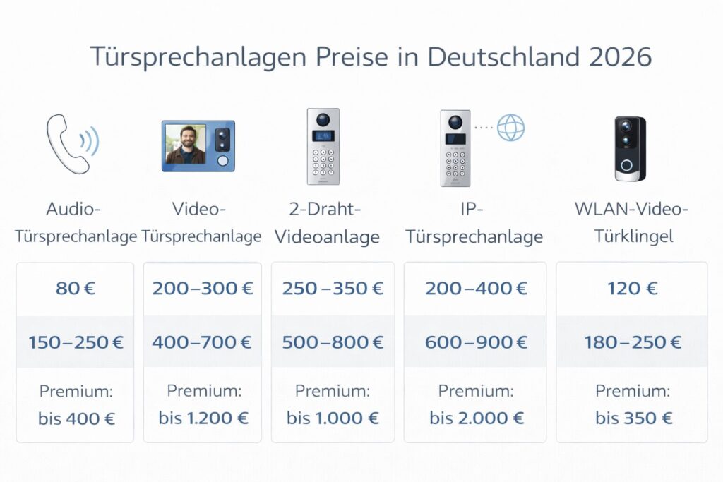 Türsprechanlage Kosten 2026 nach System