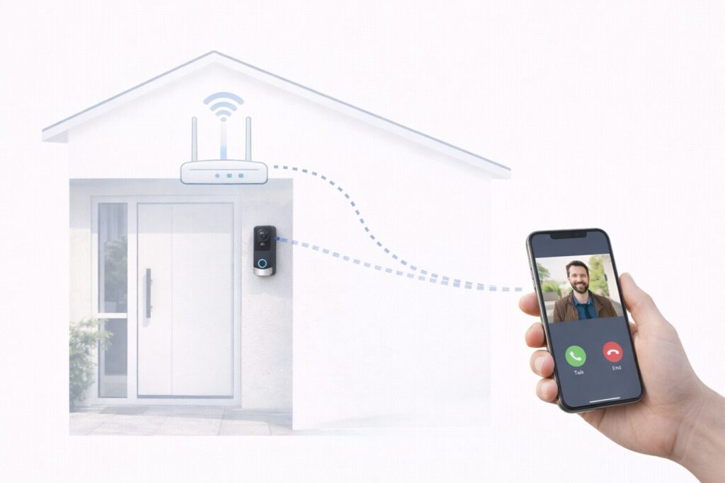 Verbindung einer Video-Türsprechanlage mit Router und Smartphone