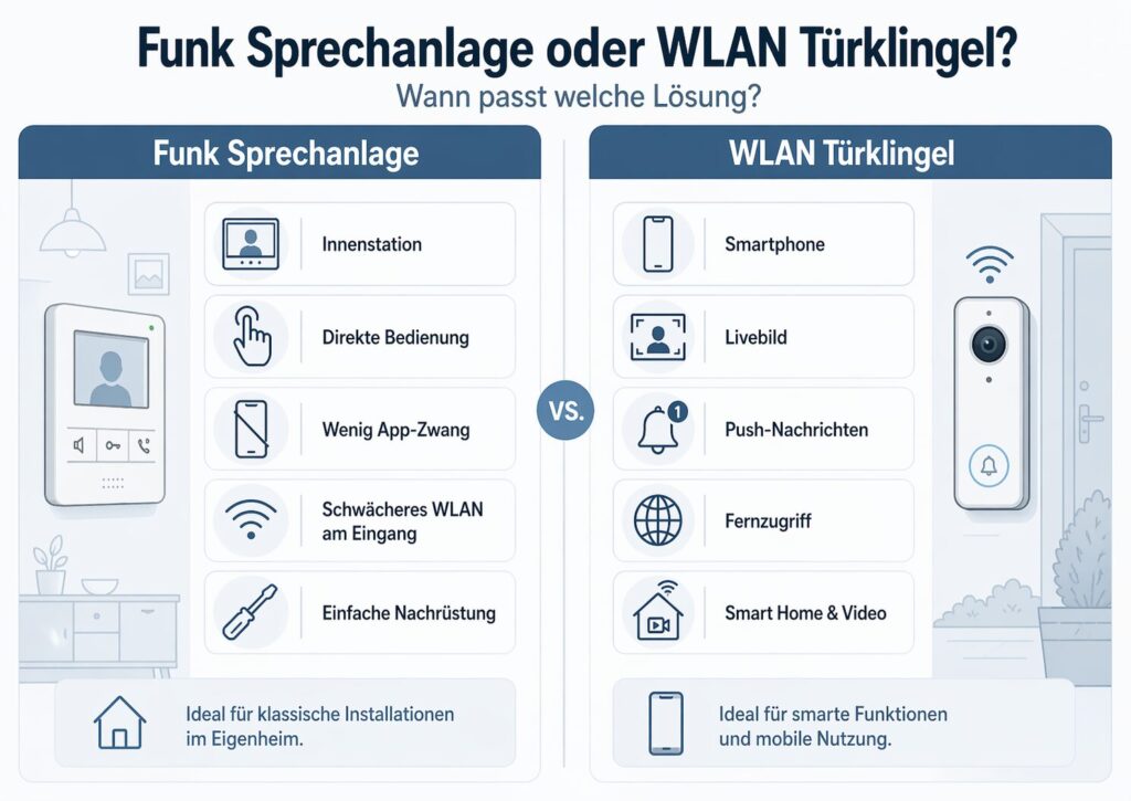 Entscheidungshilfe Funk Sprechanlage oder WLAN Türklingel
