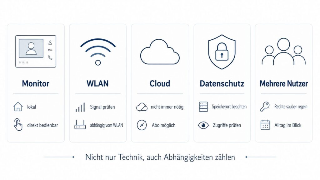 Video Türsprechanlage mit Monitor oder App – was passt besser? 11 Übersicht zu Zuverlässigkeit, Datenschutz und App-Abhängigkeit bei Video Türsprechanlagen