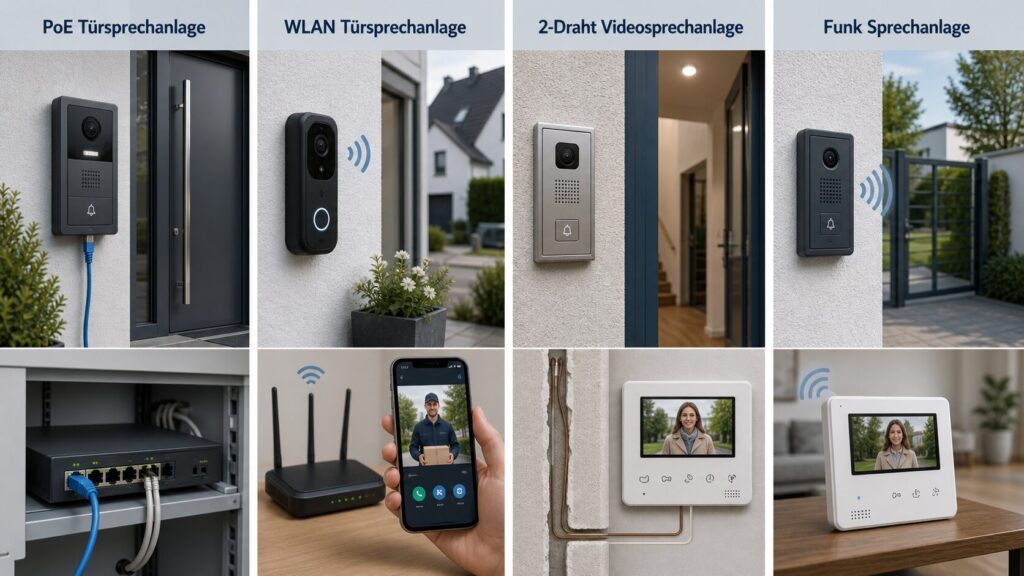 PoE Türsprechanlage WLAN 2-Draht und Funk im Vergleich